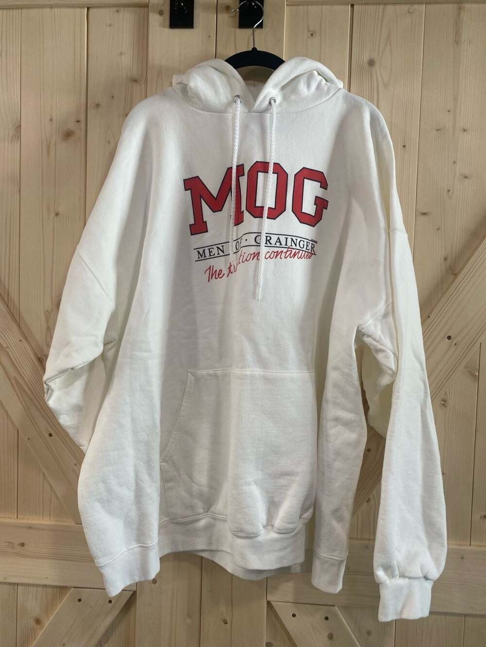 Mogul Men Of Grainger Hoodie Size 2XL White Graphic Pullover Sweatshirt